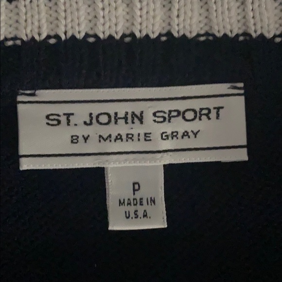ST. JOHN Knitted Navy Blue Zip Up Sweater - Picture 7 of 7